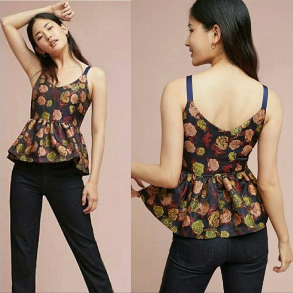 Anthropologie Jacquard Peplum Top NWT